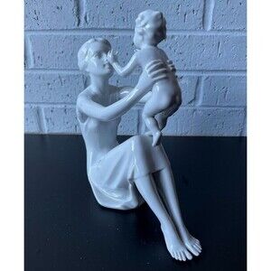 Kaiser West Germany Bisque Porcelain Mother Holding Child Figurine Signed & 398